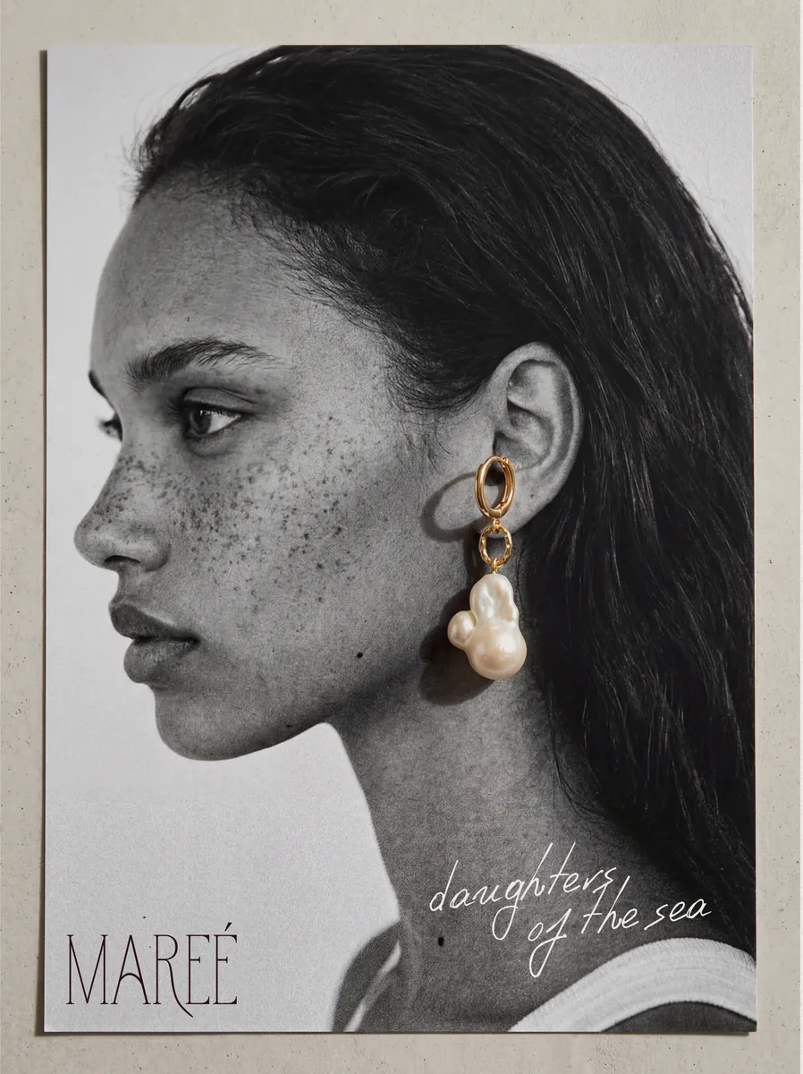 Mareé editorial portrait with pearl earring