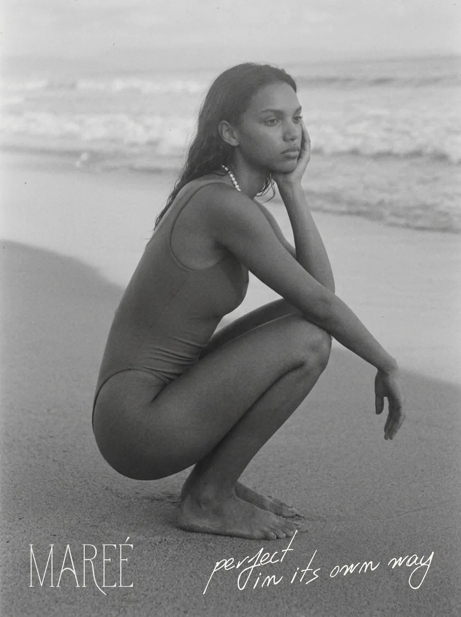 Black-and-white beach portrait