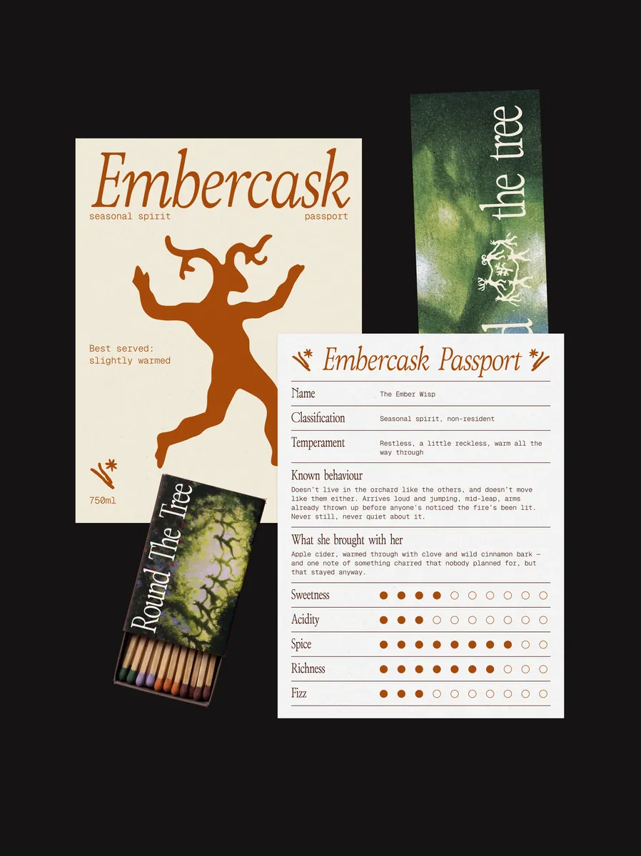Embercask label and passport card